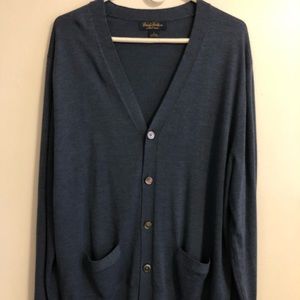 Brooks Brothers Blue Cardigan Sweater Large